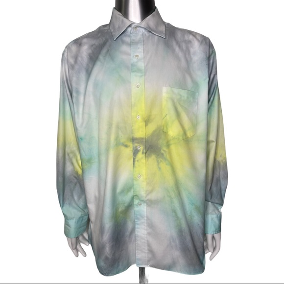 Upcycled Button Front Long Sleeve Tie Dye Shirt - Picture 3 of 5